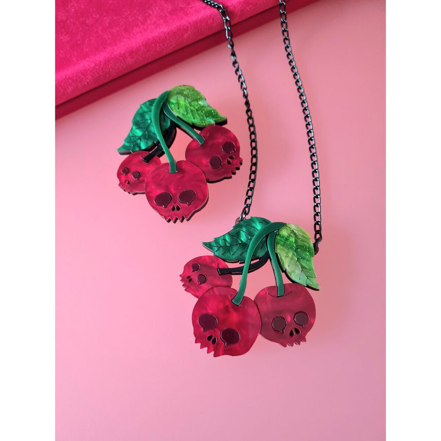 Skull cherry brooch or necklace