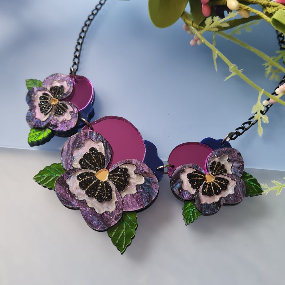Small Pansy Charm Necklace - Pre Order by Cherryloco Jewellery