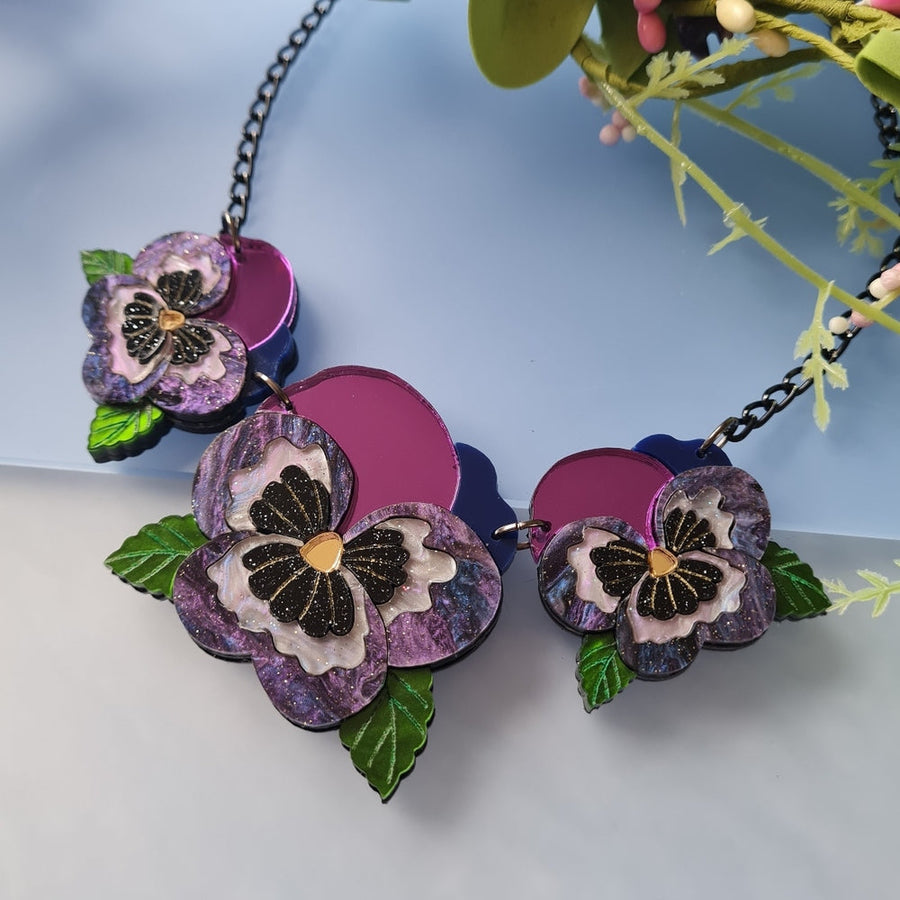 Small Pansy Charm Necklace - Pre Order by Cherryloco Jewellery