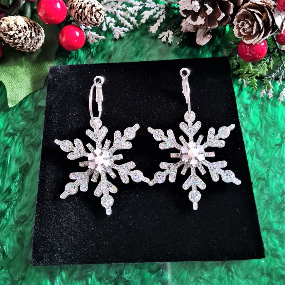 Snowflake Hoop Earrings by Cherryloco Jewellery 1