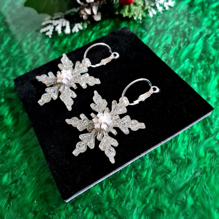 Snowflake Hoop Earrings by Cherryloco Jewellery 3