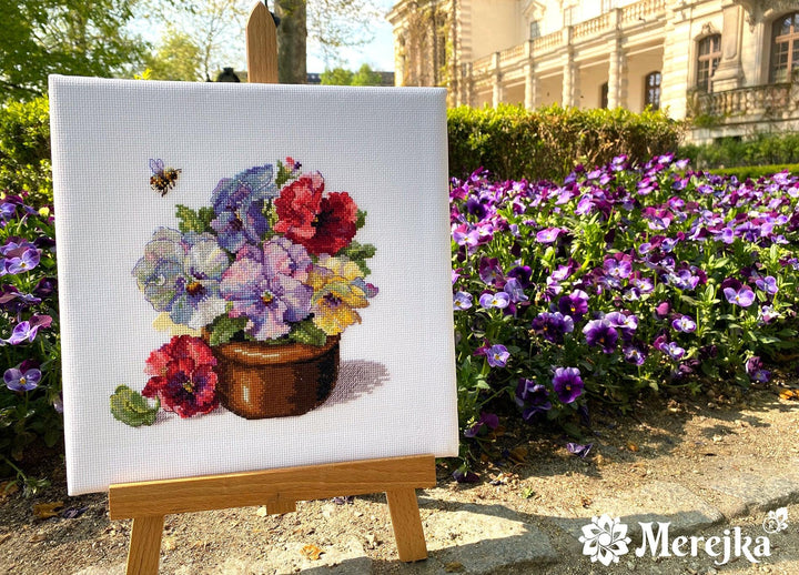 Spring Pansies K-215 Counted Cross-Stitch Kit