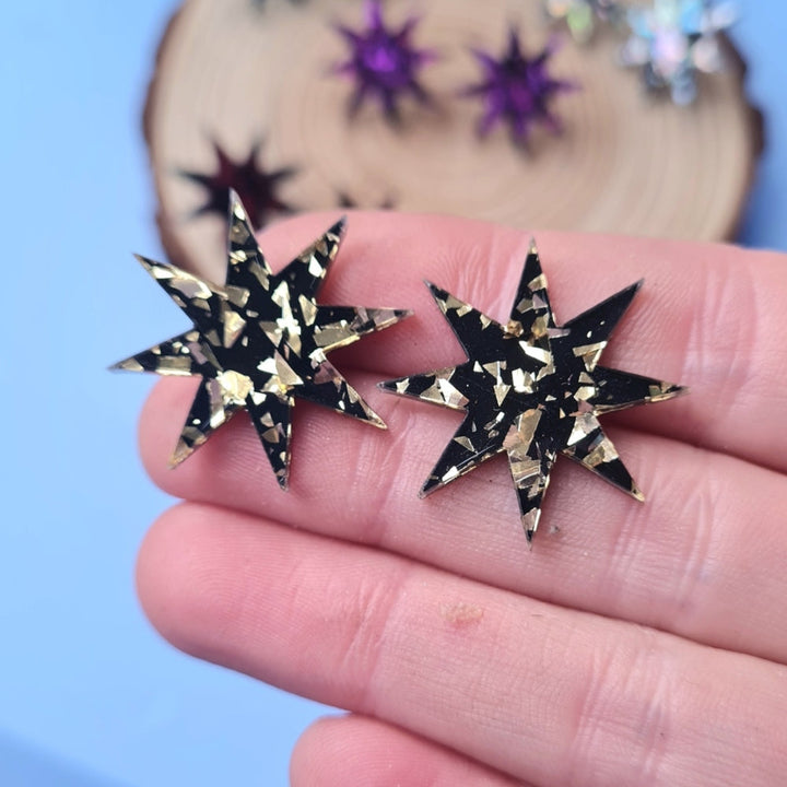 Starburst Stud Glitter Earrings by Cherryloco Jewellery 4