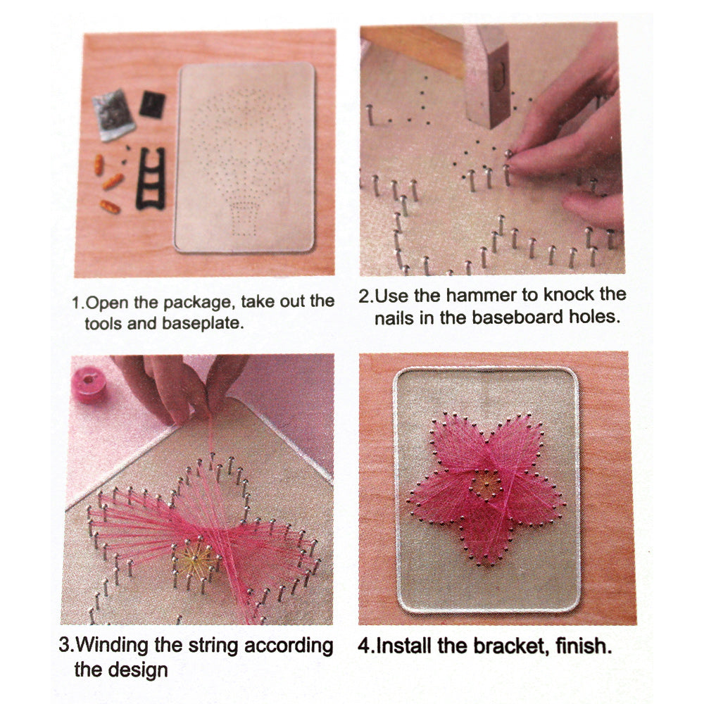 String Art DIY Kit with Stand - Blue Flower. Wizardi Craft Kit F07-M12-1-DHAA28299