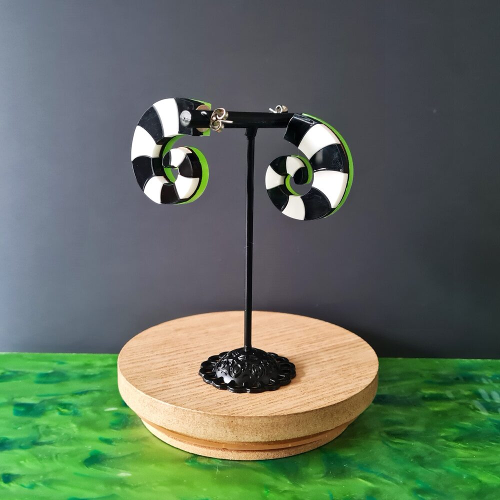 Striped Worm Snake Hoop Stud Earrings by Cherryloco Jewellery 2