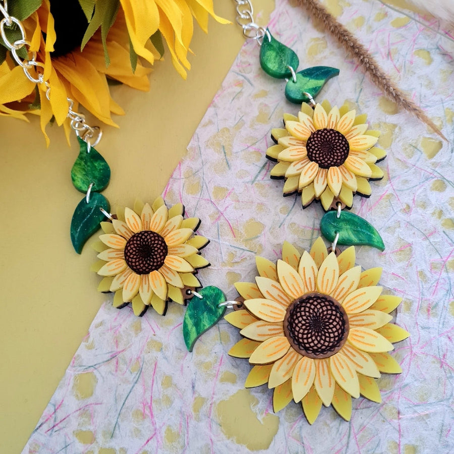 Sunflower Charm Necklace by Cherryloco Jewellery