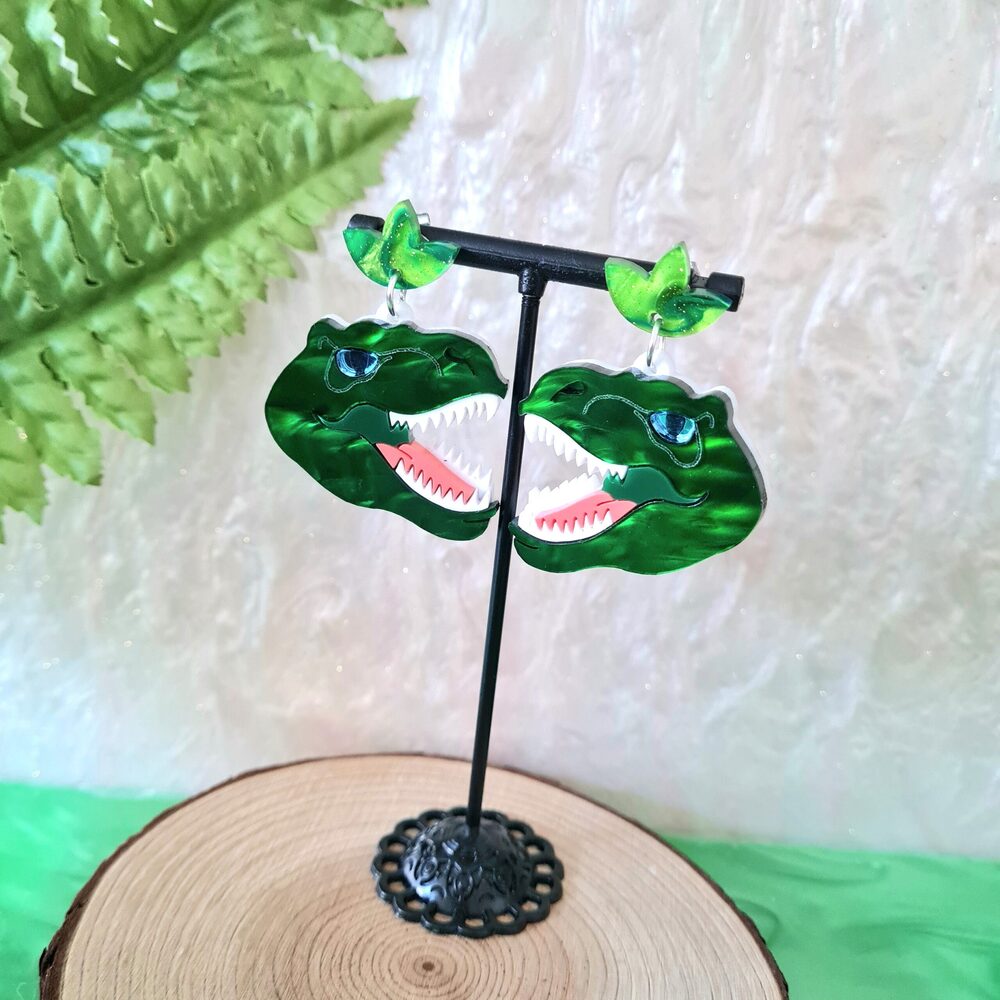 T Rex Dinosaur Dangle Earrings by Cherryloco Jewellery 2