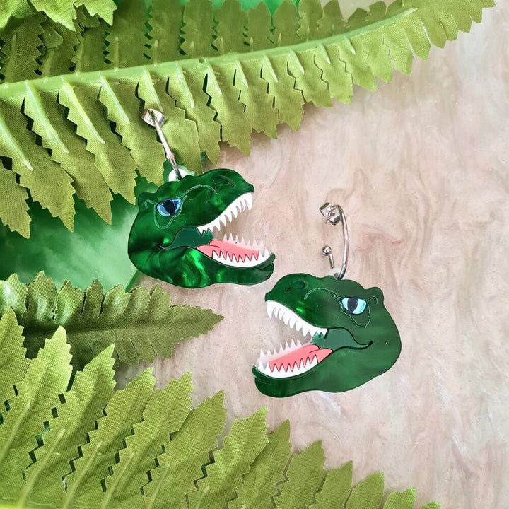 T Rex Dinosaur Dangle Earrings by Cherryloco Jewellery 3