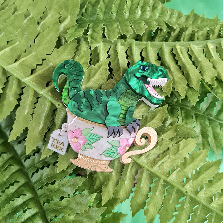 Tea Rex Dinosaur Teacup Necklace by Cherryloco Jewellery 6