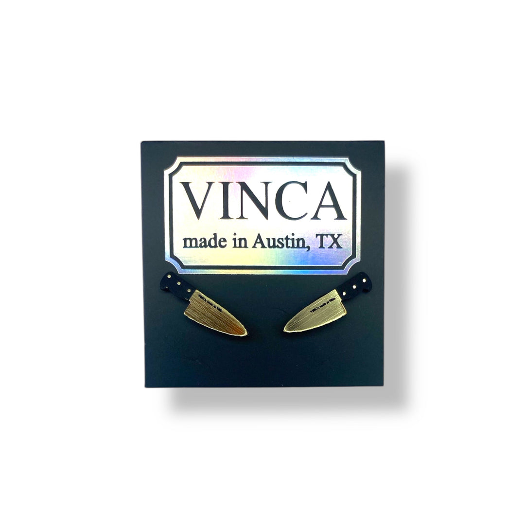 Teeny Tiny 1/2" Chef's Knife Earrings in Gold