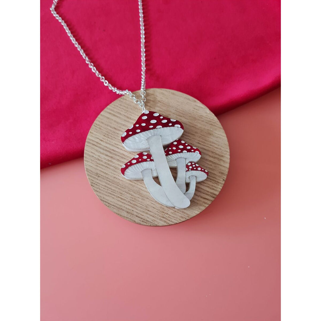 Toadstool mushroom cluster brooch or necklace 3