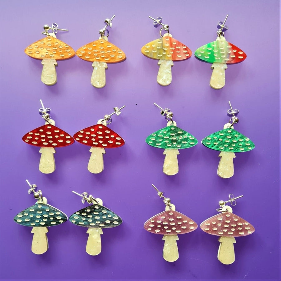 Toadstool Mushroom Earrings by Cherryloco Jewellery