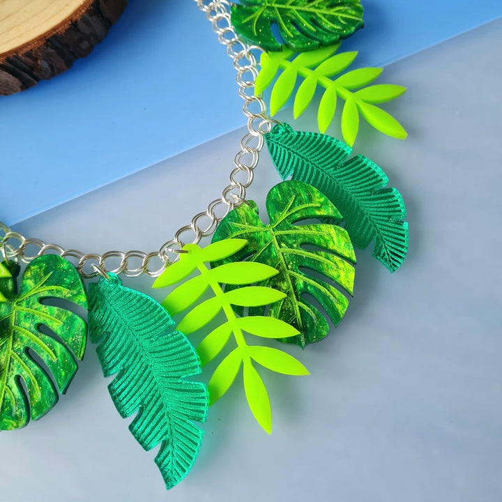 Tropical Leaf Charm Necklace by Cherryloco Jewellery 1