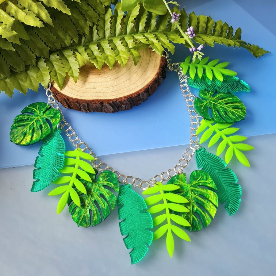 Tropical Leaf Charm Necklace by Cherryloco Jewellery
