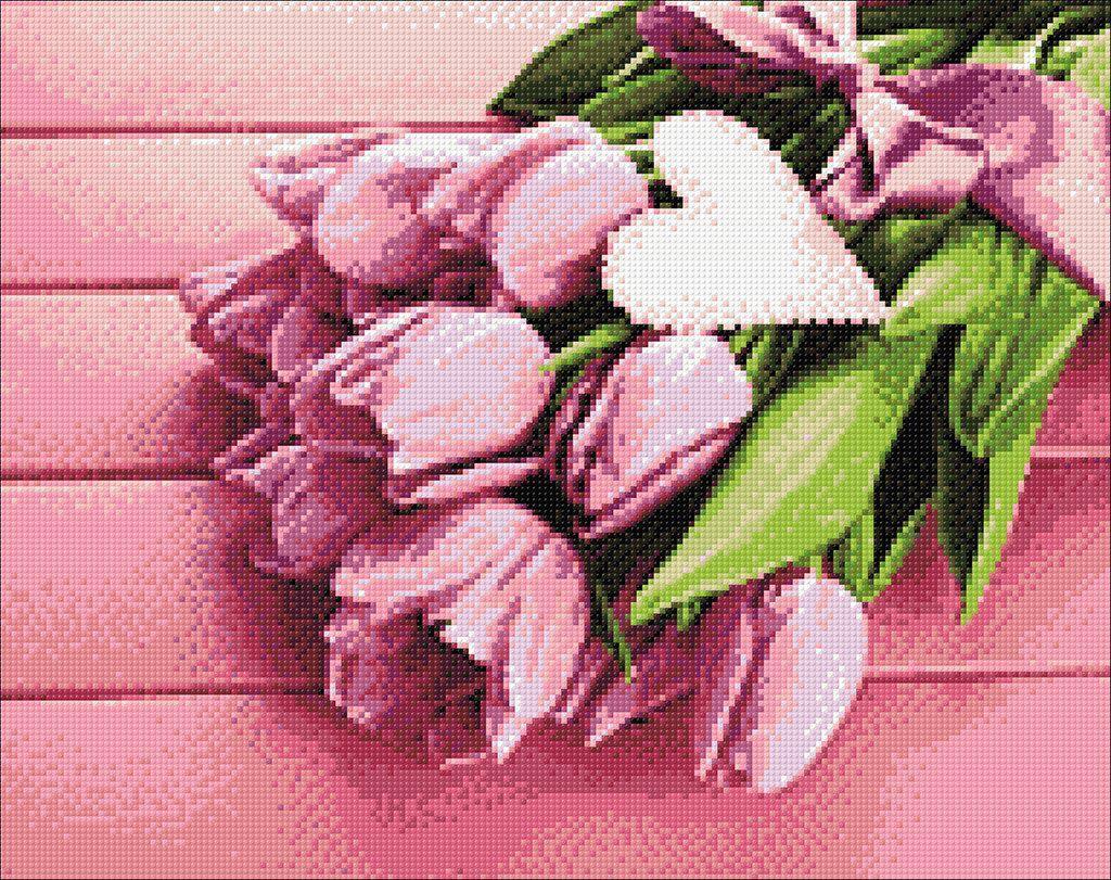 Tulips and Love WD022 18.9 x 14.9 inches Wizardi Diamond Painting Kit