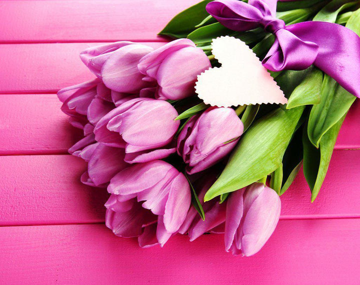 Tulips and Love WD022 18.9 x 14.9 inches Wizardi Diamond Painting Kit