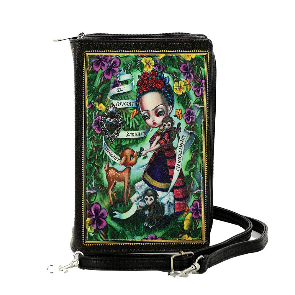 Unibrow Girl Book Clutch Bag In Vinyl by Book Bags