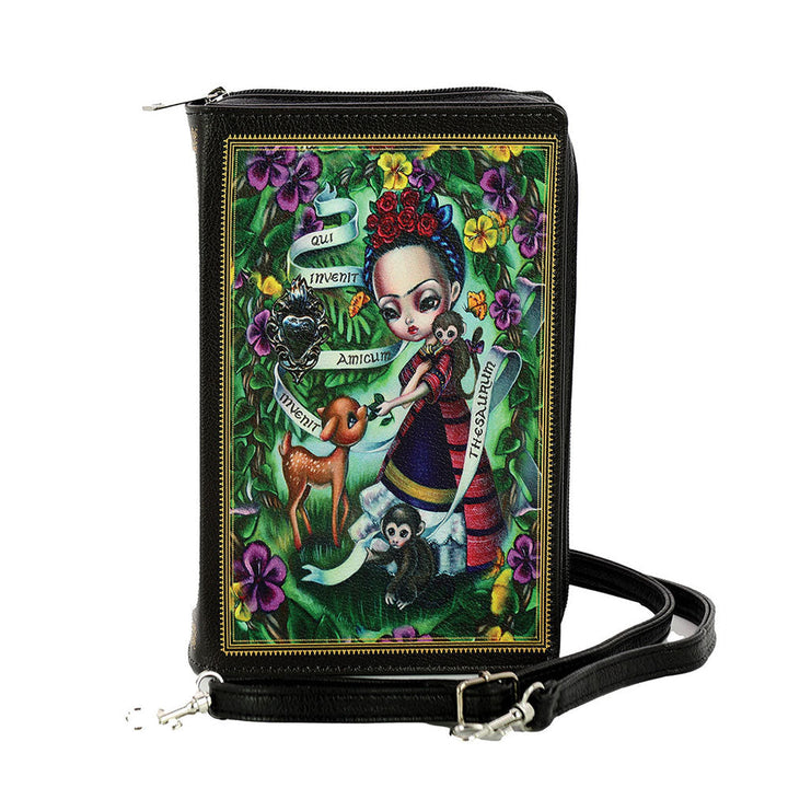 Unibrow Girl Book Clutch Bag In Vinyl by Book Bags