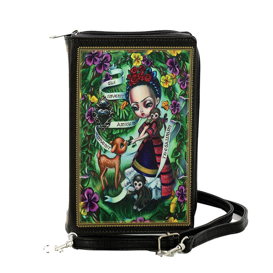 Unibrow Girl Book Clutch Bag In Vinyl by Book Bags