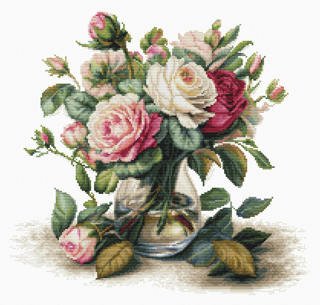 Vase with Roses  B7026L Counted Cross-Stitch Kit
