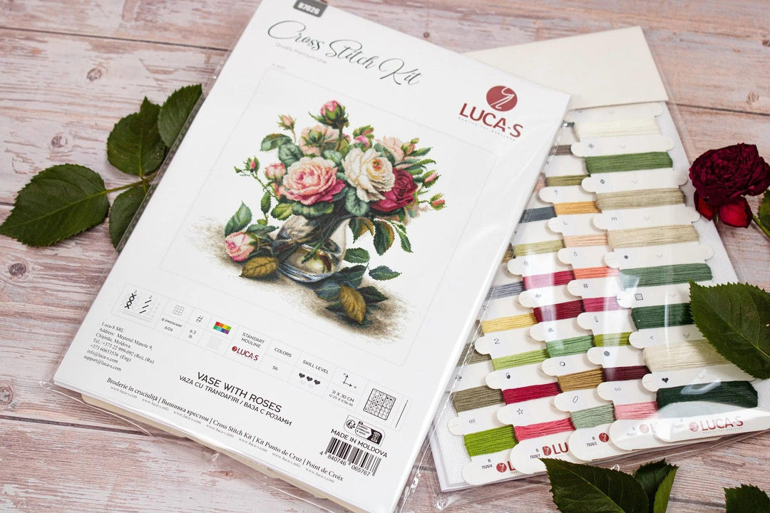 Vase with Roses  B7026L Counted Cross-Stitch Kit