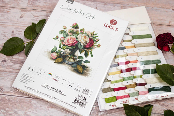 Vase with Roses  B7026L Counted Cross-Stitch Kit