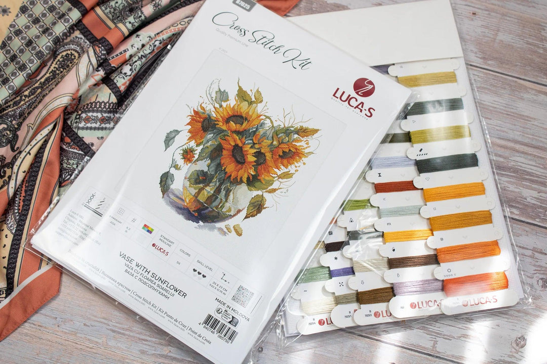 Vase with Sunflower B7025L Counted Cross-Stitch Kit