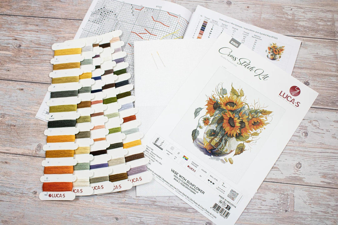 Vase with Sunflower B7025L Counted Cross-Stitch Kit