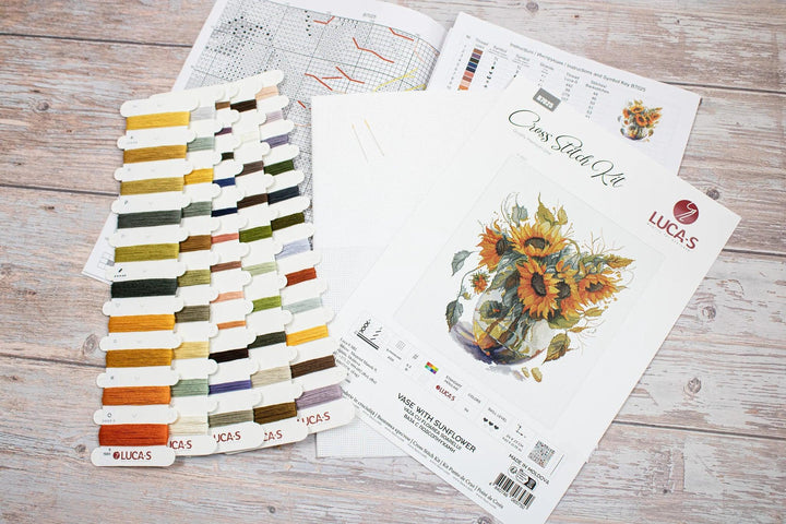 Vase with Sunflower B7025L Counted Cross-Stitch Kit