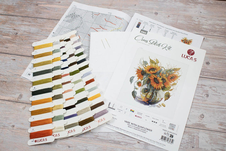 Vase with Sunflower B7025L Counted Cross-Stitch Kit
