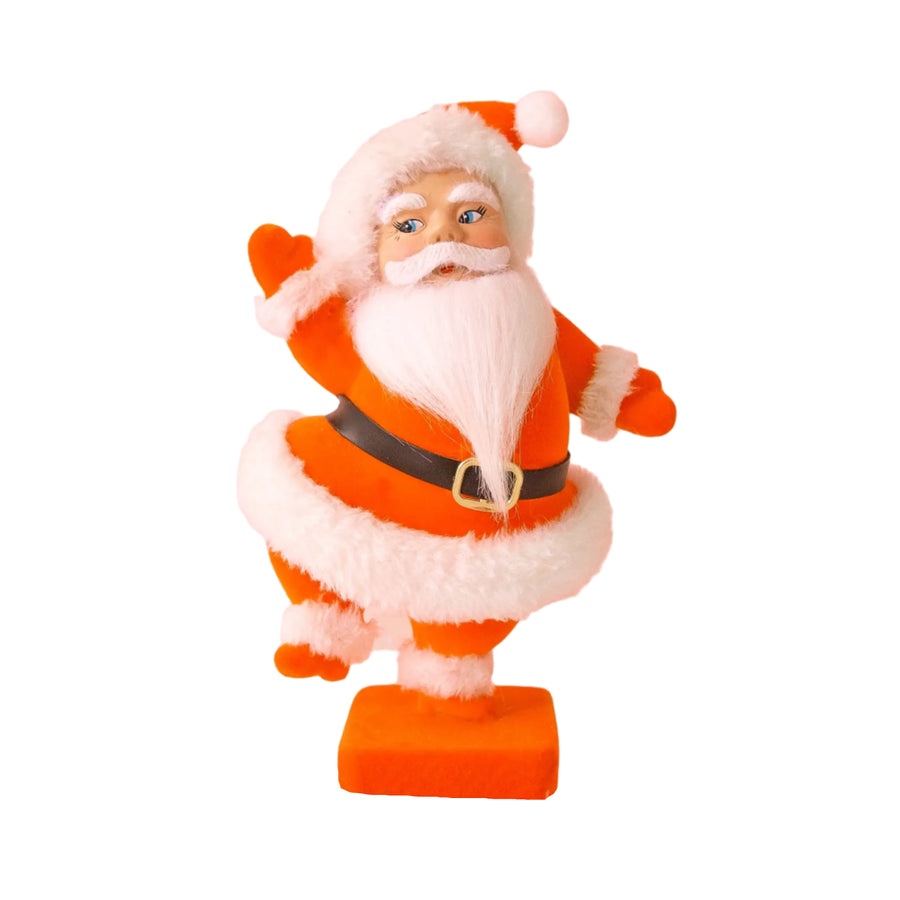 vintage flocked waving santa figure