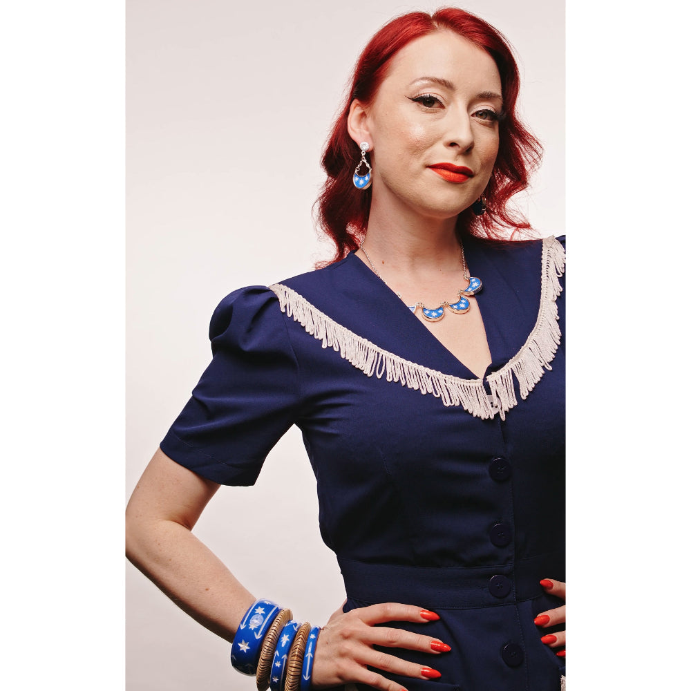 Wide Denim Blue Bangle by Splendette image 1