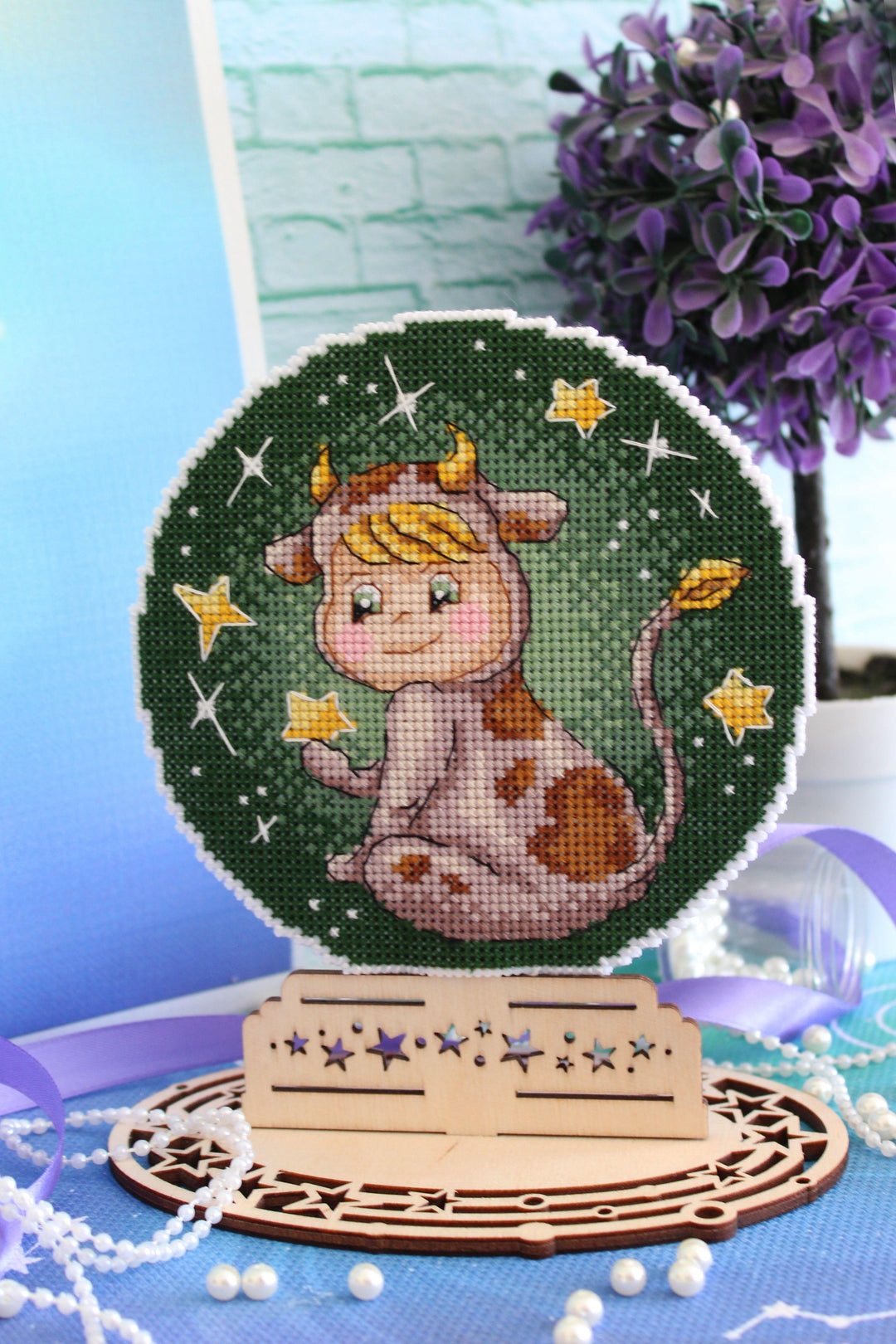 Zodiac Signs. Taurus SR-699 Plastic Canvas Counted Cross Stitch Kit