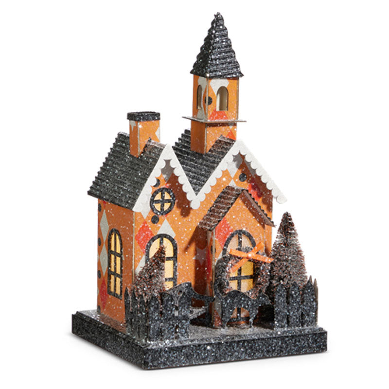 9.25" Lighted Halloween Party Church by Raz Imports image