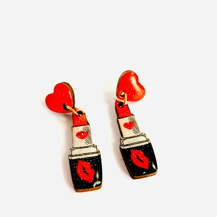 Pucker Up Lipstick Earrings by Rosie Rose Parker