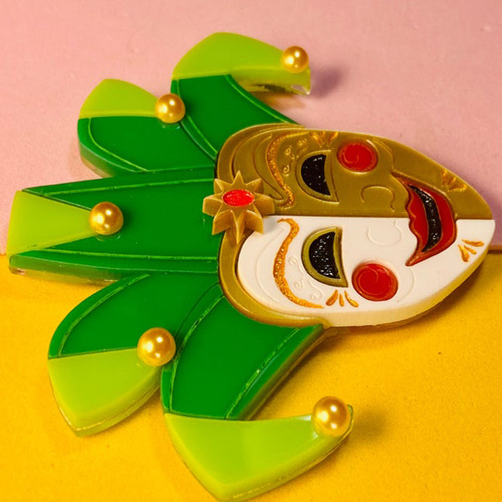 Italian Tradition Collection - Venetian Mask - Jester Acrylic Brooch by Makokot Design
