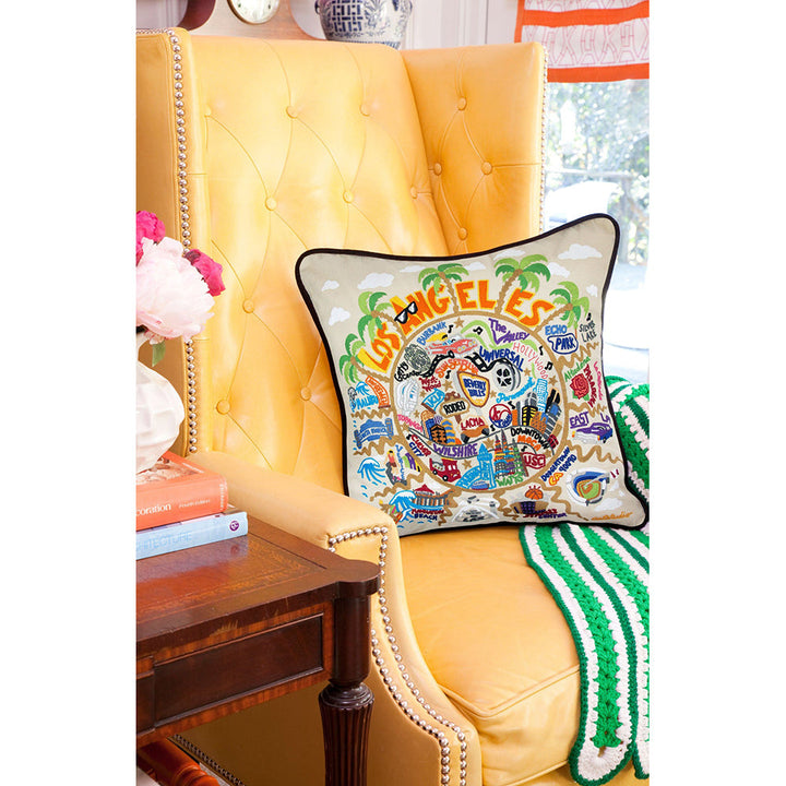 Los Angeles Hand-Embroidered Pillow