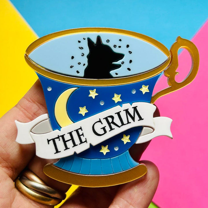 Magic & Witchcraft Collection - "Victorian Tea Cup + Parchment " Acrylic Brooch by Makokot Design