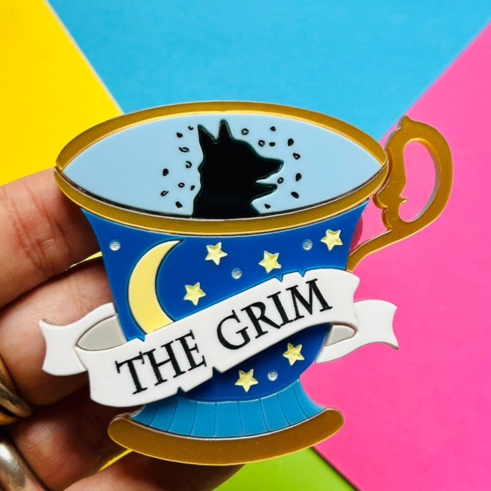 Magic & Witchcraft Collection - "Victorian Tea Cup + Parchment " Acrylic Brooch by Makokot Design