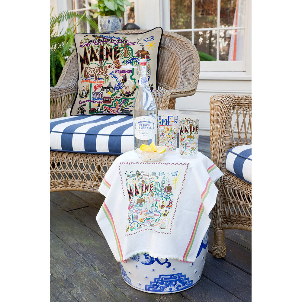 Maine Hand-Embroidered Pillow