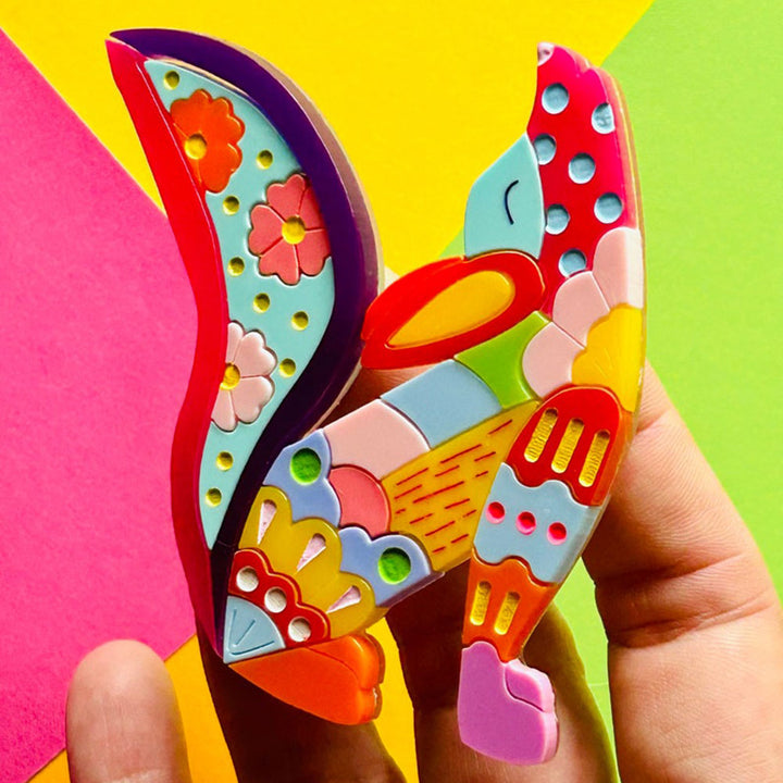 Mexican Folk Art Collection - Alebrije Coyote Acrylic Brooch by Makokot Design