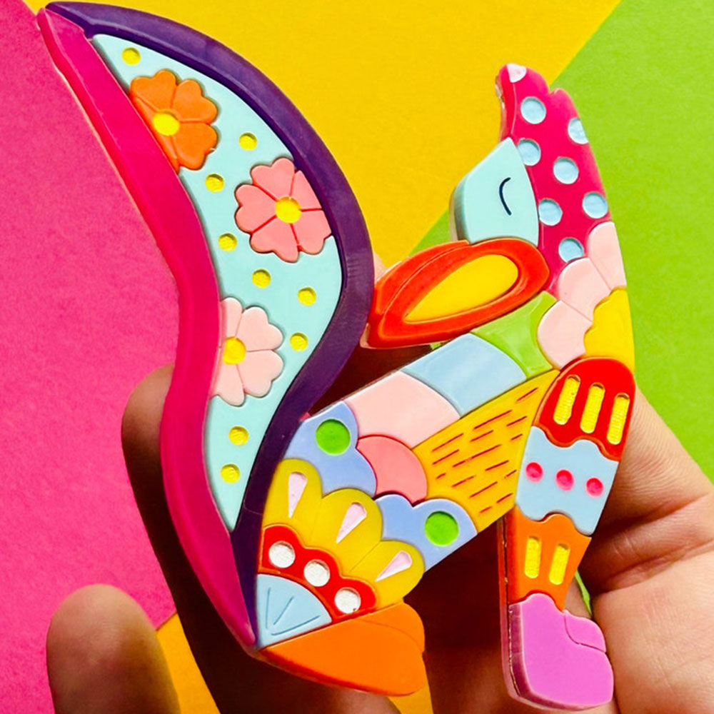 Mexican Folk Art Collection - Alebrije Coyote Acrylic Brooch by Makokot Design