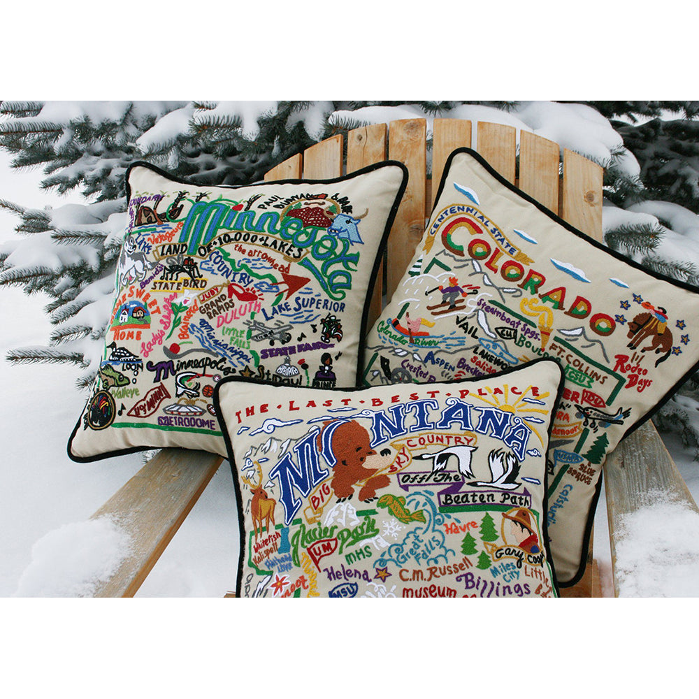 Minnesota Hand-Embroidered Pillow