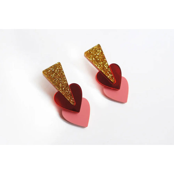Pink Hearts Earrings by Laliblue
