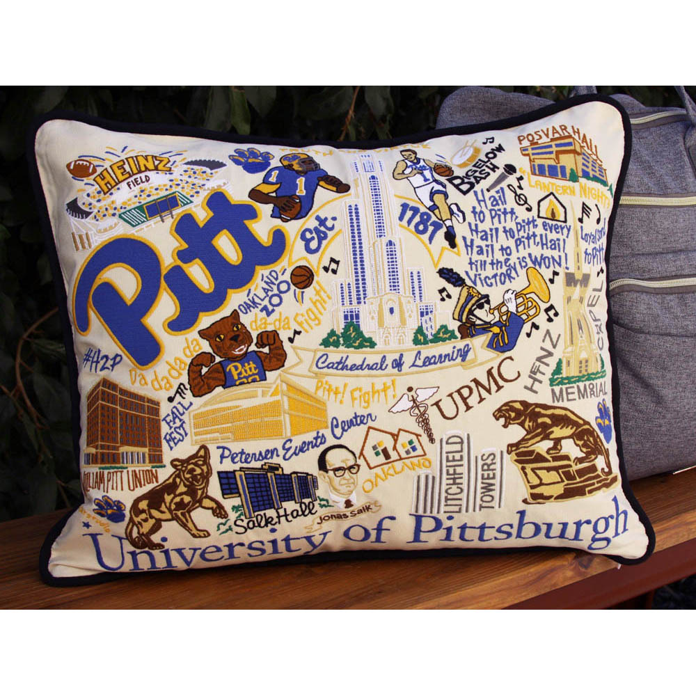 Pittsburgh, University of Collegiate Embroidered Pillow by CatStudio
