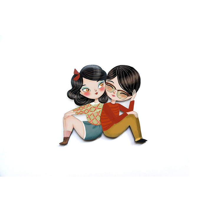 Puzzle with brunette girl brooch