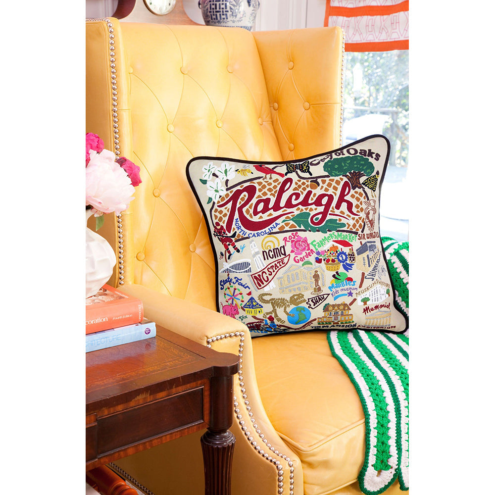Raleigh Hand-Embroidered Pillow by Cat Studio