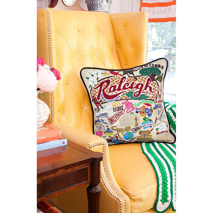Raleigh Hand-Embroidered Pillow by Cat Studio