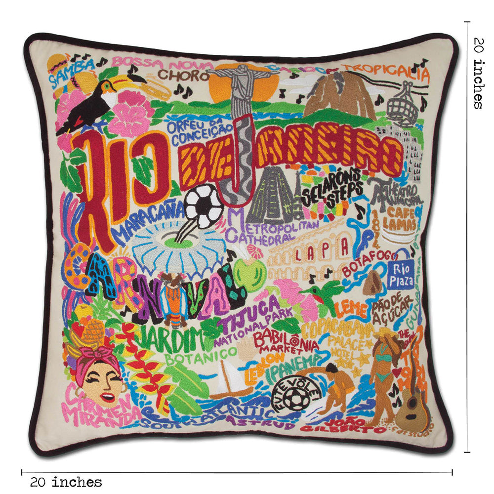 Rio De Janeiro Hand-Embroidered Pillow