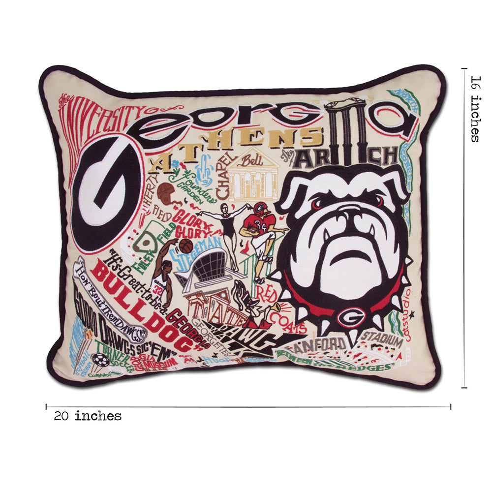 University of Georgia Collegiate Hand-Embroidered Pillow